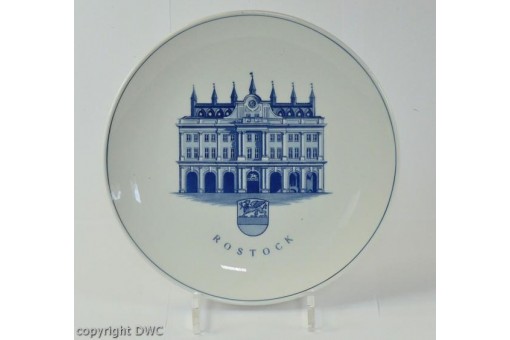 Wandteller Porzellan Teller Meissen zur Ehrung Stadt Rostock Sammlerst&uuml;ck
