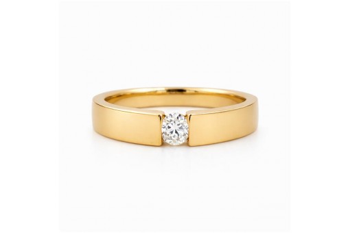 Ring mit Diamant Solit&auml;r 0,25 Carat aus Gelbgold 585 / 14 Karat - Bandring - NEU