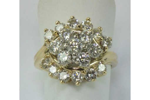 Ring mit Brillanten Diamanten in aus 14 kt 585 er Gold Gr&ouml;sse 49 fein!
