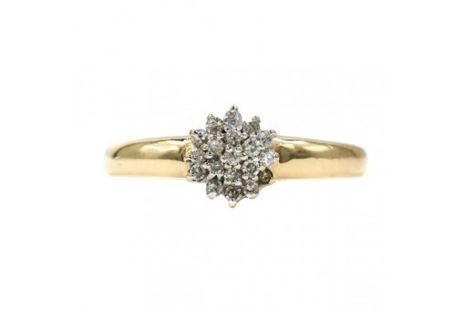 Ring mit 20 Diamanten 0,20 ct. in 14 Kt. 585 er Gold Damen Finger 58 RAR!