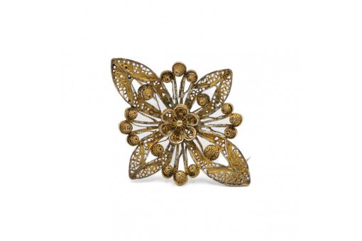 Brosche in 800er Silber vergoldet Antik fl&ouml;ral verziert Brooch silver