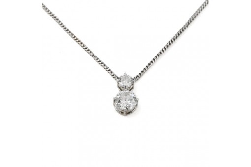 Anh&auml;nger mit 2 Brillanten 1,90 ct. DPL Expertise an Kette in 750 Gold 48 cm