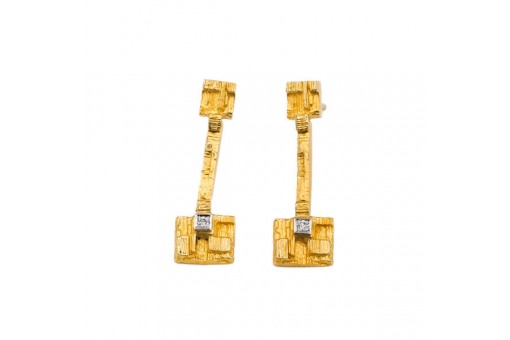 Ohrstecker Ohrringe H&auml;nger  mit Brillant Diamant in 750 18 kt Gold Earrings