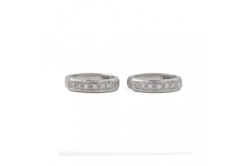 1 Paar Ohrringe Creolen in 18 Kt. 750 Wei&szlig;gold mit 12 Brillanten 0,12 ct.