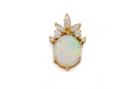 Anh&auml;nger mit Opal und Brillant Diamanten in 750 18 kt Gold Vollopal