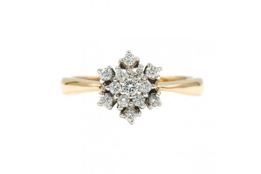 Ring CHRIST mit 13 Brillanten Diamanten 0,25 ct. in 14 Kt. 585 er Gold 52 Edel!