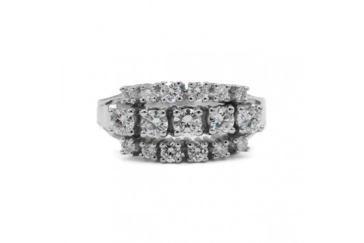 Ring mit 17 Brillanten 1,0 ct. in 14 Kt. 585 Weiss Gold 58 Edel!