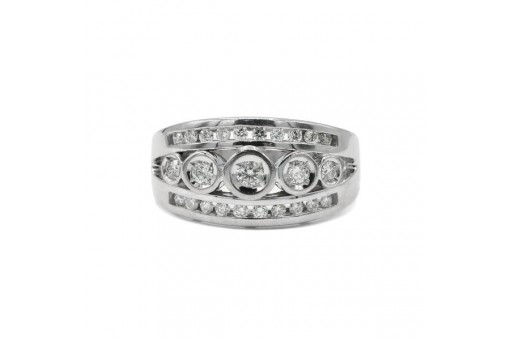 Ring mit Diamanten Brillanten 0,50 ct. in 14 Kt. 585 Wei&szlig;gold Gr. 54