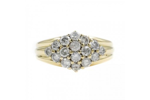 Ring mit 16 Brillanten Diamanten 1,0 ct in 14 Kt 585 Gold Ringe 53 Edles