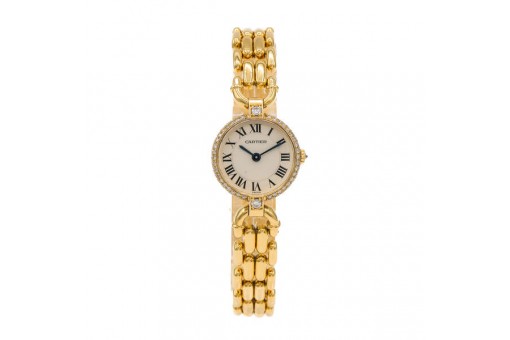 Armbanduhr CARTIER Panthere Vendome Quartz 18 Kt. 750 Gold mit Diamanten