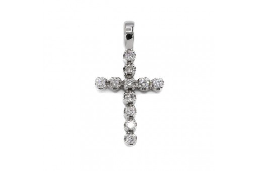 Anh&auml;nger Kreuz Kruzifix mit 11 Brillanten 0,33 ct. in 18 Kt. 750 Gold