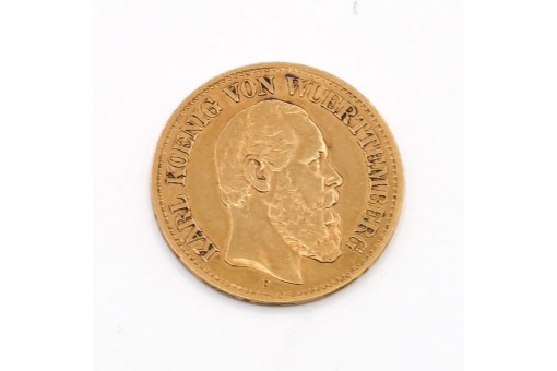 Goldm&uuml;nze Kaiserreich 10 Mark Karl K&ouml;nig von Wuerttemberg 1880 F J&auml;ger 292