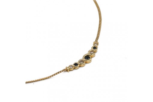 Collier Kette mit Safiren und Brillanten in 14 Kt. 585 Gelbgold L&auml;nge 43 cm