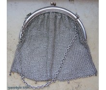 Abendtasche Tasche Opern Taschen in 800 er Silber Antik Kette Hand