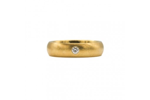 Bandring mit Brillant Solit&auml;r 0,06 ct. in 14 Kt. 585 Gelbgold geb&uuml;rstet Gr. 53