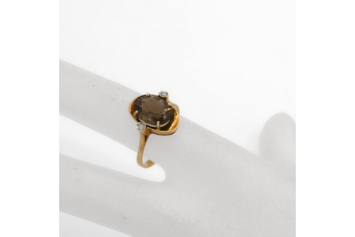 Ring mit Rauchtopas und Diamanten Topas in 585 14 kt Gold Gr. 55