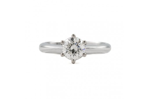 Ring mit Brillantsolit&auml;r 1,0 ct. in 18 Kt. 750 Wei&szlig;gold DPL Zertifikat Gr. 54