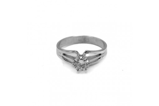 Ring mit Brillantsolit&auml;r 0,66 ct 18 Kt 750 Wei&szlig; gold DPL & IHK Gutachten 54