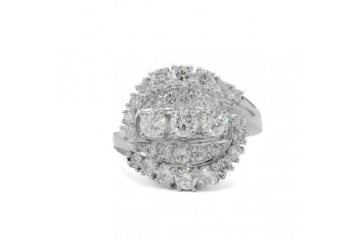 Ring mit Brillanten Diamanten 2,0 ct. in 14 Kt. 585 Wei&szlig;gold Gr. 51