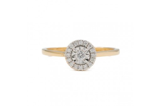 Ring mit 17 Diamanten Brillanten in 750 18 kt Gelb Gold Gr&ouml;&szlig;e 54