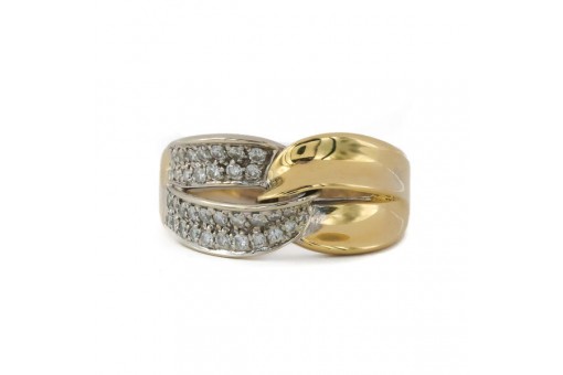 Ring mit 36 Brillanten 0,60 ct. in 18 Kt. 750 Gelbgold Gr. 65 Gutachten