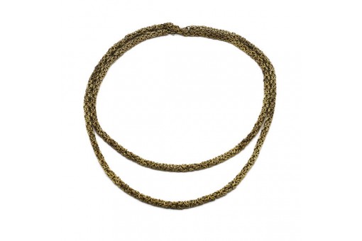 K&ouml;nigskette in 835er Silber vergoldet Handarbeit L&auml;nge 92 cm Silver 