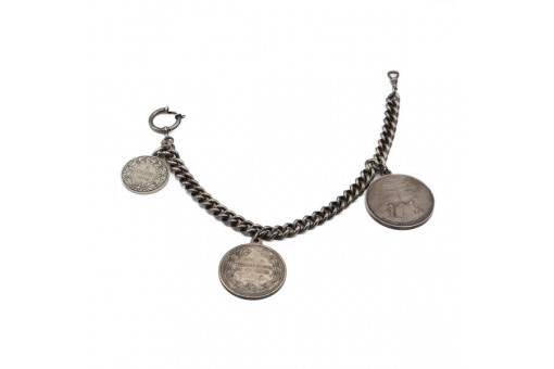 Charivarikette Trachtenkette Rundpanzer mit 3 M&uuml;nzen 835 Silber Tracht