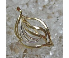 Damen Brosche Nadel 333 er 8 Kt Gold Weiss Broschen Blatt top!