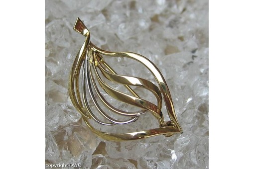 Damen Brosche Nadel 333 er 8 Kt Gold Weiss Broschen Blatt top!
