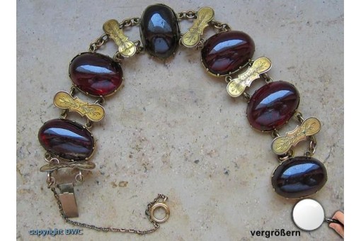 Armband antik mit Granat Granate aus 14 Kt 585 er Gold Tracht 18 cm Sammlerst&uuml;ck