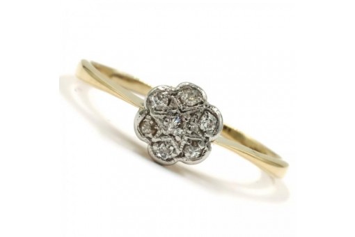 Ring mit 7 Diamanten diamonds 0,07 ct. in 14 Kt. 585 gold Gr&ouml;sse 51 Edel