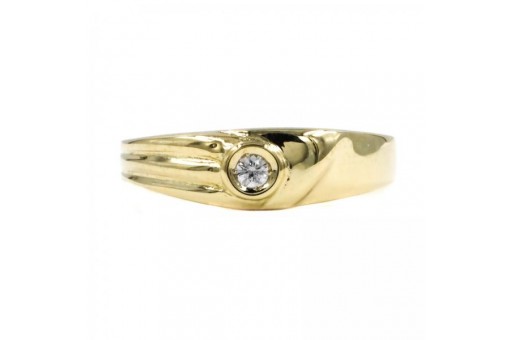 Ring mit Diamant Brillanten Solit&auml;r 0,05 ct. in 14 Kt. 585 Gold Ringe 57 Edel!
