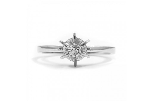 Ring mit Brillantsolit&auml;r Diamant  in 14 Kt. 585 er Gold Wei&szlig;gold 51 Fein