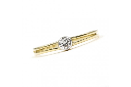 Ring mit Brillantsolit&auml;r Diamant 0,10 ct. in 14 Kt. 585 Gold Finger 55 top!