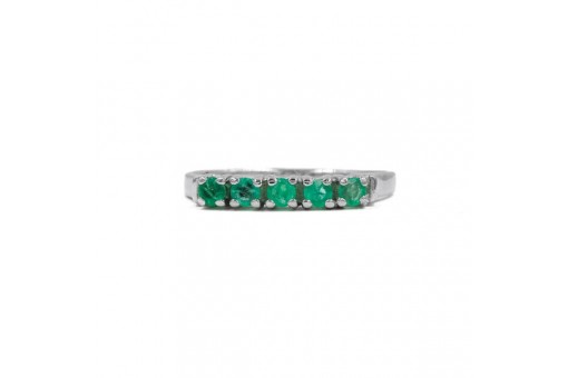 Ring mit 5 Smaragden emerald in 14 Kt 585 Gold Wei&szlig;gold 55