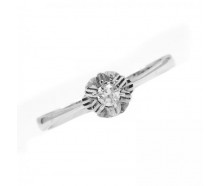 Ring mit Brillant Brillant Diamant Solitär 0,12 ct. in 14 Kt 585 er Gold 60 RAR