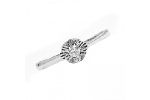 Ring mit Brillant Brillant Diamant Solit&auml;r 0,12 ct. in 14 Kt 585 er Gold 60 RAR