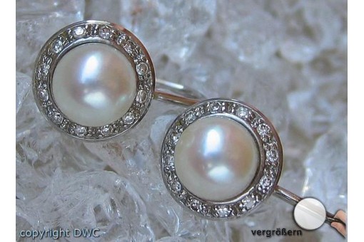 Ohrstecker Ohrh&auml;nger in aus 14 Kt. 585 er Gold mit Brillant Diamant Perle 