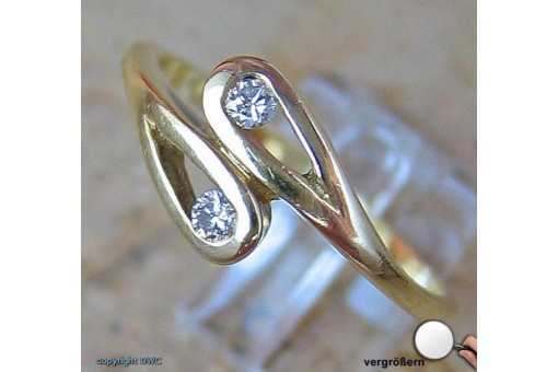 Ring mit Diamant Diamanten Brillanten in 14 Kt. 585 er Gold Gr&ouml;sse 50 top