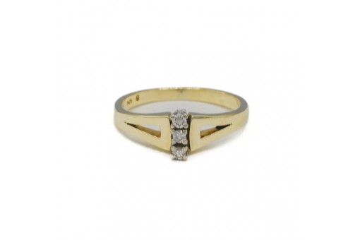 Ring mit 3 Diamanten 0,10 ct. in 14 Kt. 585 Gelb gold 51 edel!