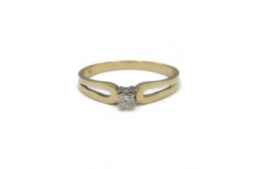 Ring mit Brillant Solit&auml;r 0,14 ct in 585 14kt Gold Diamond Gr. 59