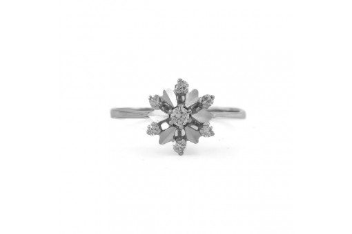 Ring mit 7 Diamanten Brillanten 0,18 ct. in 14 Kt. 585 Gold Gr. 54