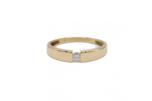 CHRIST Ring Bandring mit Brillantsolit&auml;r 0,08 ct. in 14 Kt. 585 Gold Gr. 52