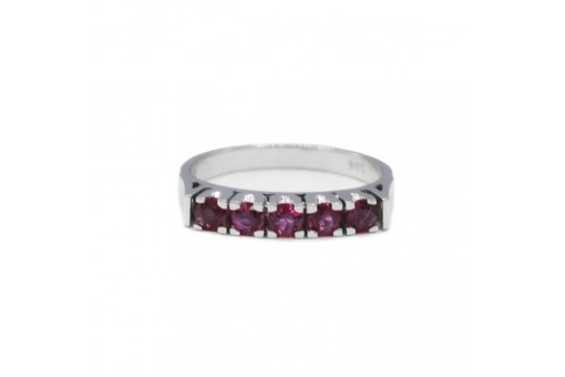 Ring mit 5 Rubinen 0,50 ct. in 14 Kt. 585 Wei&szlig;gold Gr. 52