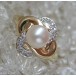 Ring mit Perle Perlen Diamanten Diamant Brillant in 9 Kt. 375 er Gold 56