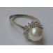 Ring mit Perle Diamant in 14 Kt 585 er Weiss Gold Grösse 58 Tracht Brillant