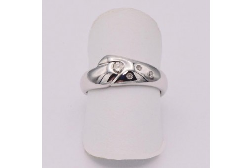 Ring mit Diamanten Brillanten in 14 Kt. 585 er Wei&szlig; gold Gr&ouml;sse 52 top