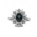 Ring mit Safir und 8 Brillanten Diamanten in 14 Kt. 585 Weißgold Gr. 52