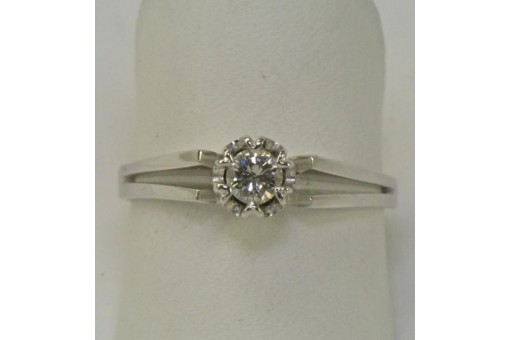Ring mit Solit&auml;r Brillant Diamant aus in 585 er 14 kt. wei&szlig; Gold Gr&ouml;sse 55 Top