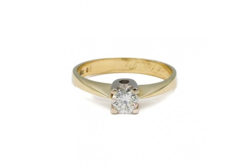 Ring mit Brillantsolit&auml;r 0,35 ct. in 14 Kt. 585 Gelbgold Gr. 53